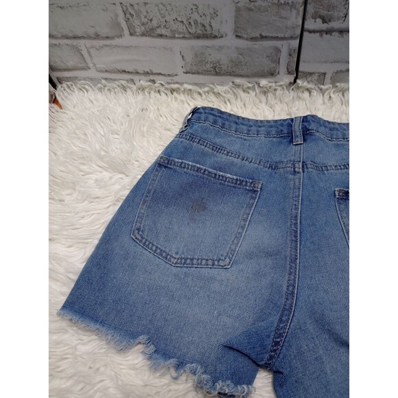 Almost Famous Super High Rise Distressed Cutoff Denim Jean Shorts Womens Size 5 - Picture 9 of 10